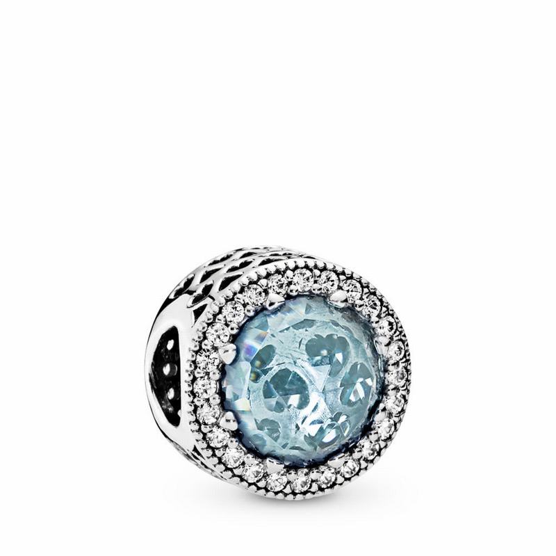 Pandora Radiant Hearts Charm - Sterling Silver/Blue/Mixed Stones/Cubic Zirconia - Canada | MV8339NL